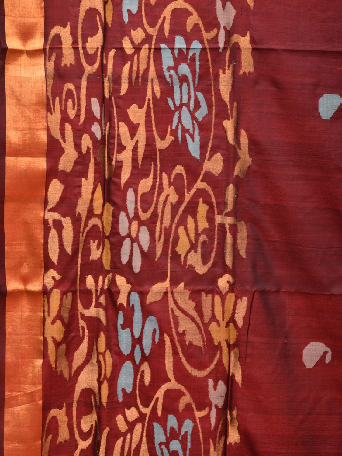 Brown Uppada Silk Handloom Saree with One Side Border Design - Global Threads - Distacart