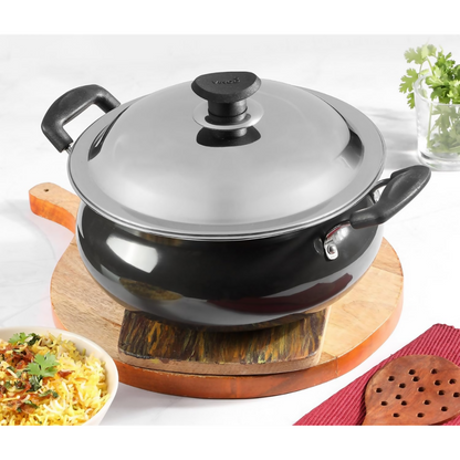 Vinod Black Pearl Hard Anodised Non Stick Handi with Lid - Dista