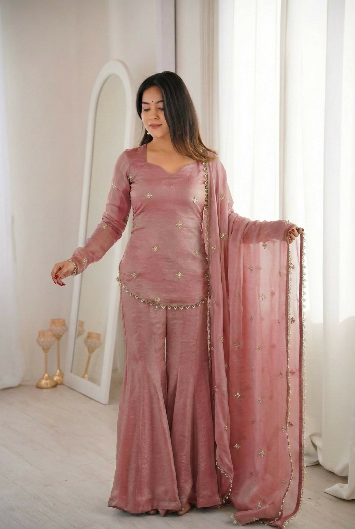 Teeya Creation New Womens Trendy Embroidery Sequence Work Kurta Set - Dista