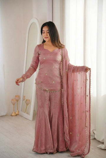 Teeya Creation New Womens Trendy Embroidery Sequence Work Kurta Set - Dista