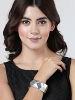 Thumbnail for NVR Women Rhodium-Plated Kada Bracelet - Distacart