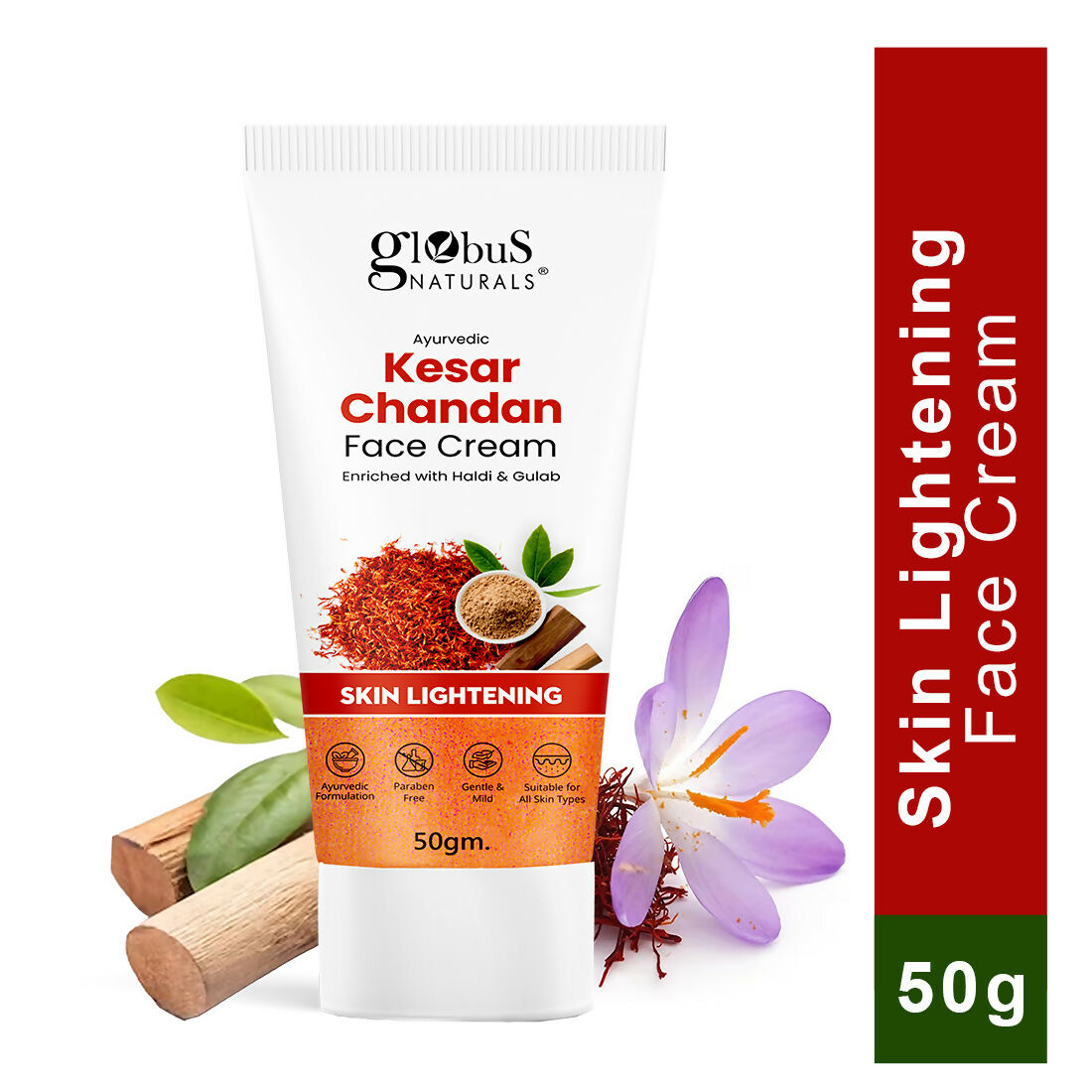 Globus Naturals Daily Glow Kesar Chandan Face Cream with SPF, Skin Lightening Formula For All Skin Types