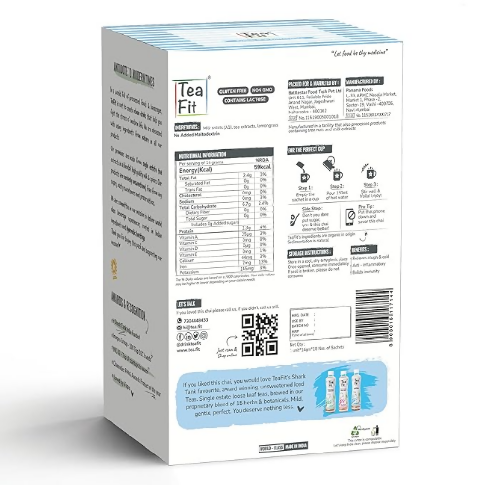 TeaFit Premium NO SUGAR Instant Lemongrass Tea Premix - Distacart