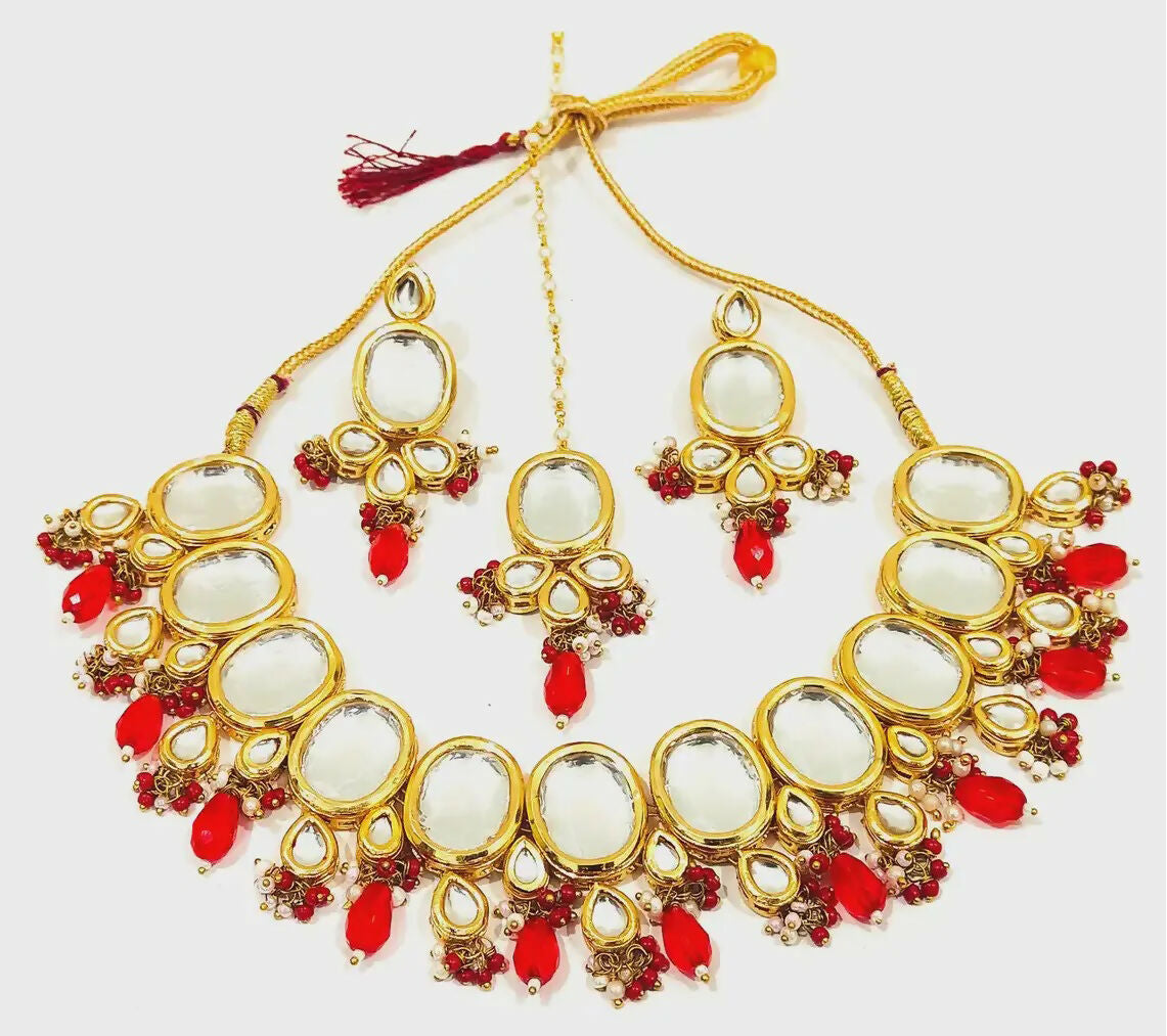 Joban Fashion Hand Made High Quality Gold Plated Base Metal Alloy Kundan Stone Studded Kundan Jewellery Set - Distacart