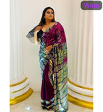 Thumbnail for Arfa Fashion House Wine Georgette Sequince Saree - Distacart