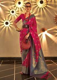 Thumbnail for Trendy Weaving Silk Raspberry Pink Designer Saree - Emponline - Distacart