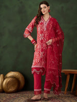 Thumbnail for Sangria Printed Kurta & Trouser With Dupatta