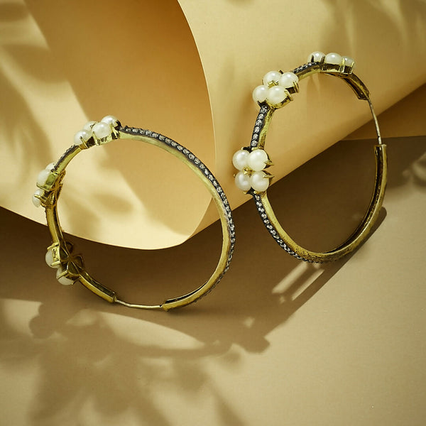 Nuyug 22K Gold-Plated Elegant Pearl Beaded Circular Hoop Earrings - Distacart