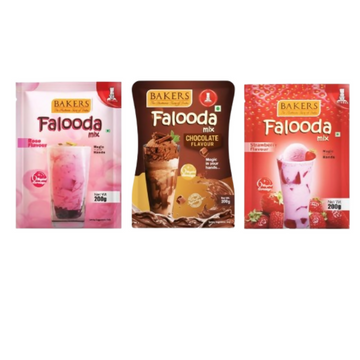 BAKERS Chocolate, Rose And Strawberry Flavour Falooda Mix Powder - Dista