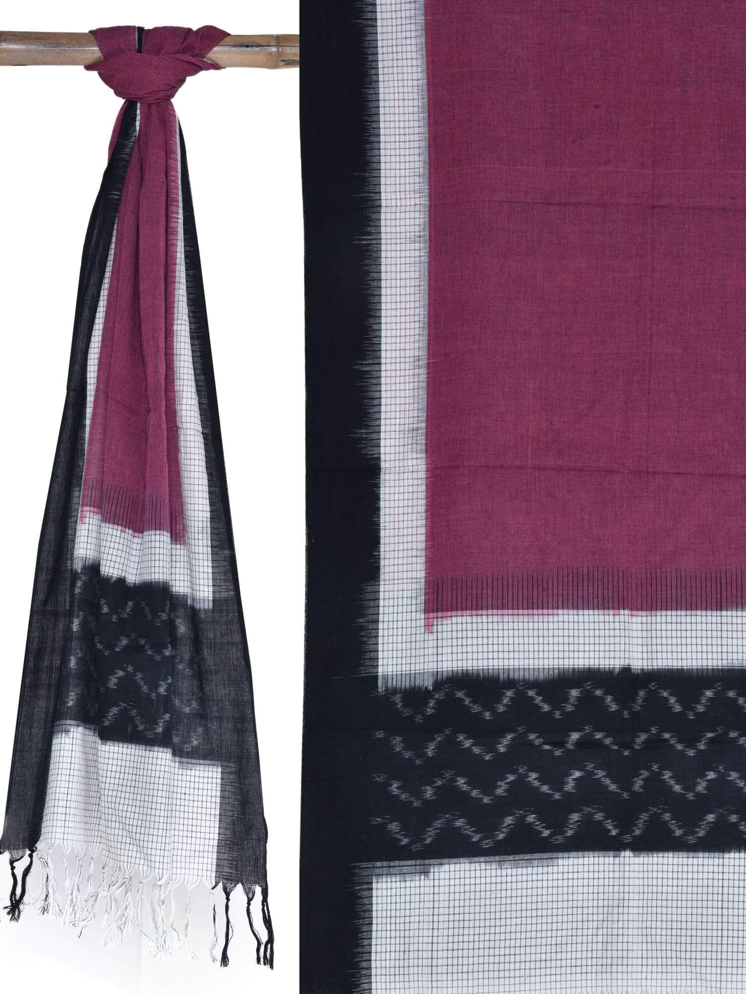 Burgundy Pochampally Ikat Cotton Handloom Stole - Global Threads - Distacart