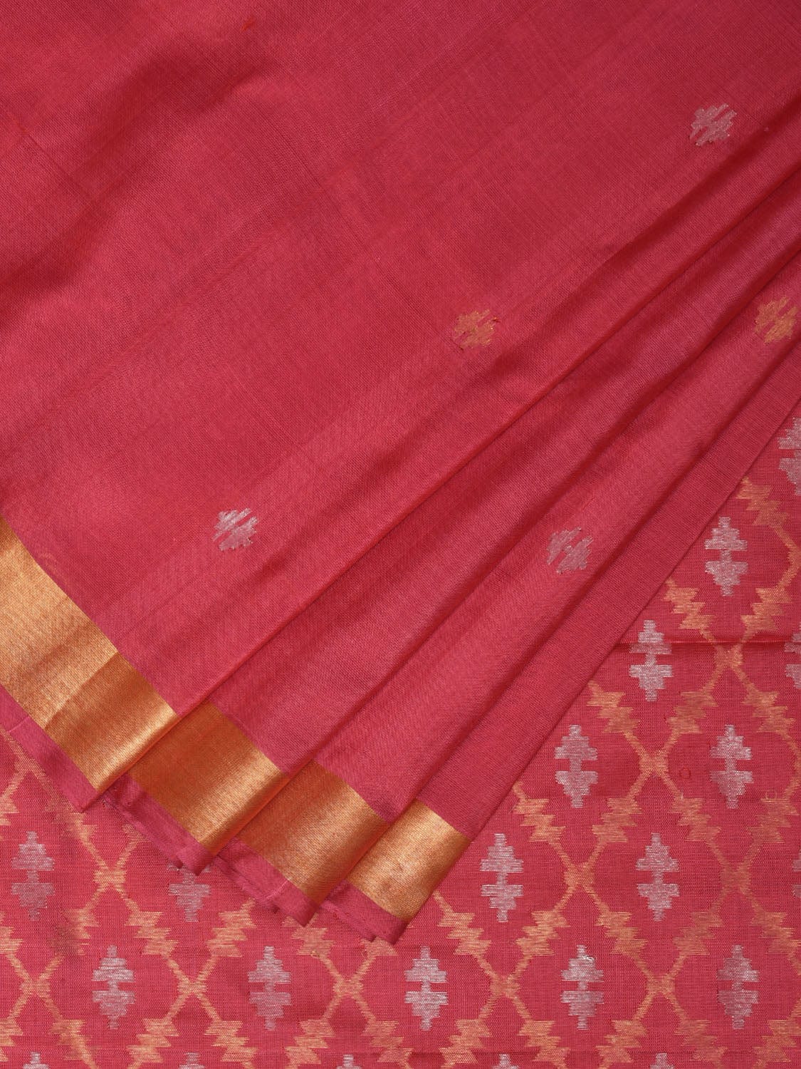 Burgundy Uppada Silk Handloom Saree with Jamdani Pallu Design - Global Threads - Distacart