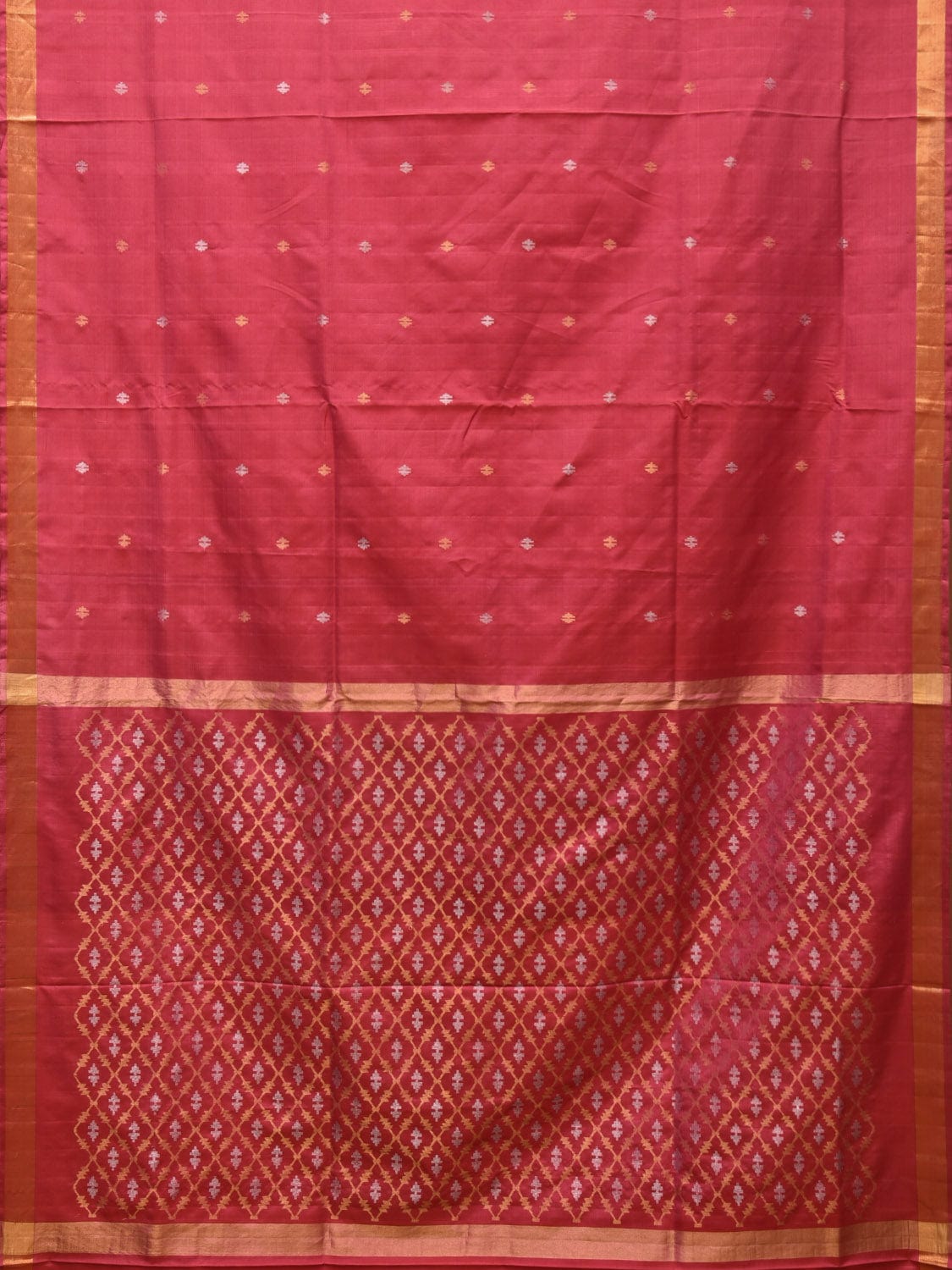 Burgundy Uppada Silk Handloom Saree with Jamdani Pallu Design - Global Threads - Distacart
