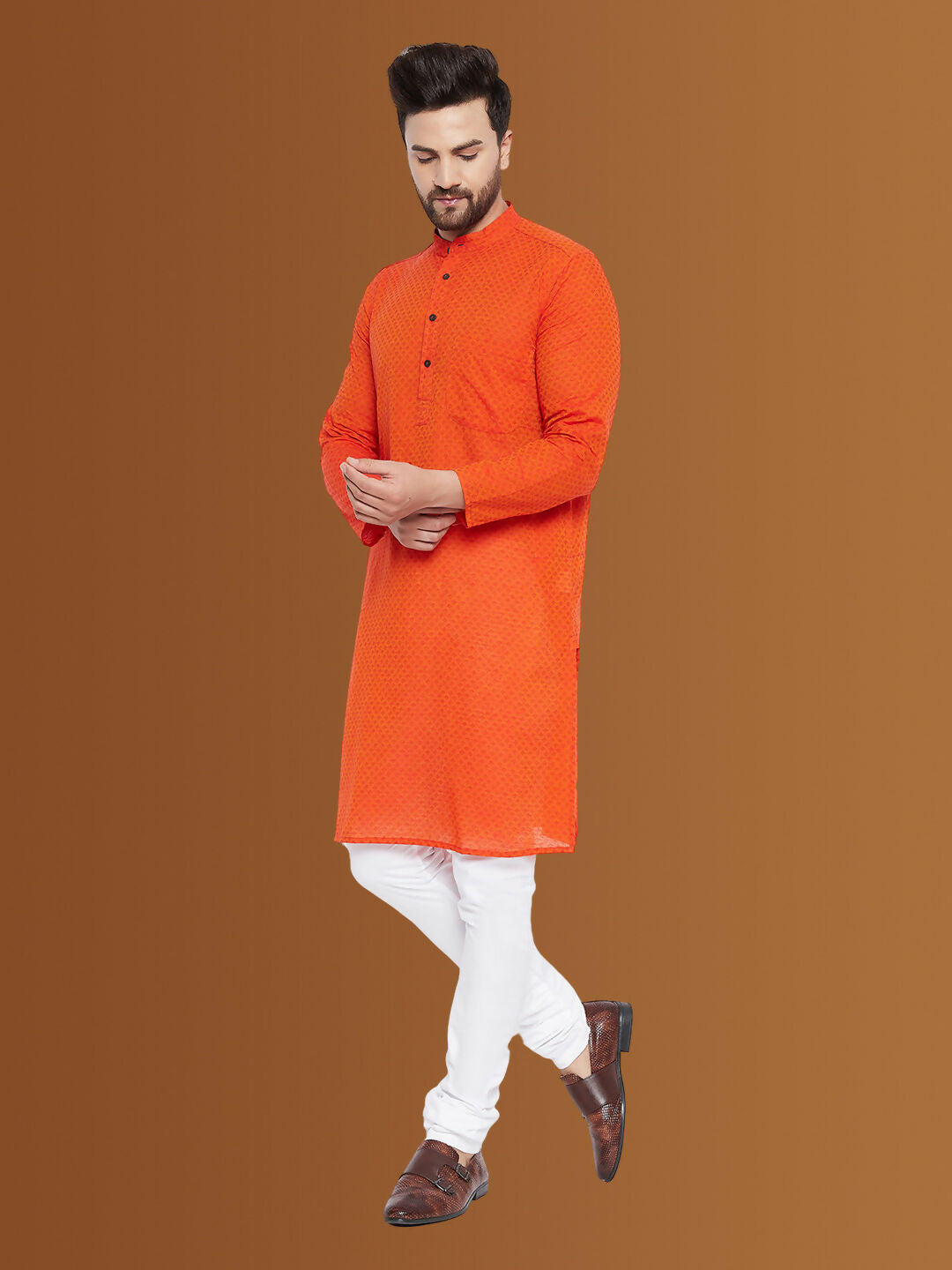 Even Apparels Men's Pure Cotton Orange Kurta - Distacart