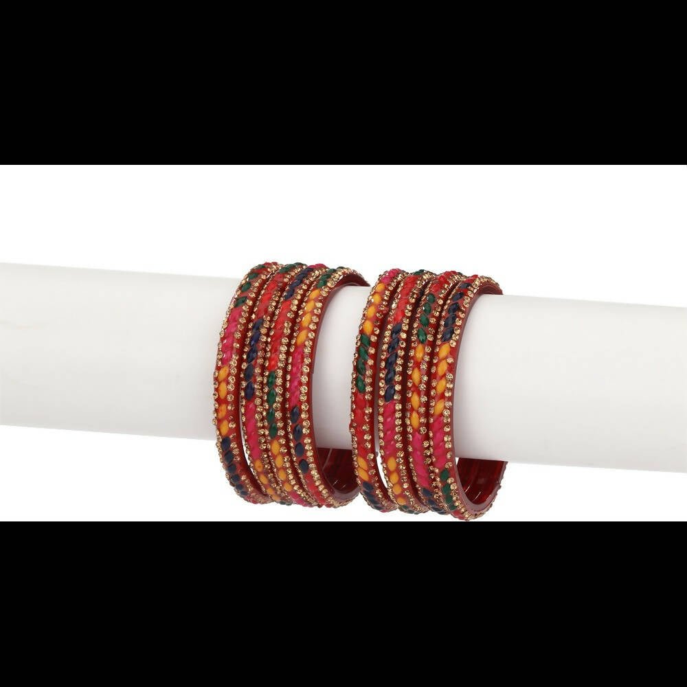 Afast Bridal Wedding & Party Fashionable Colorful Glass Bangle/Kada Set, Pack Of 8 - Multicolor - Distacart