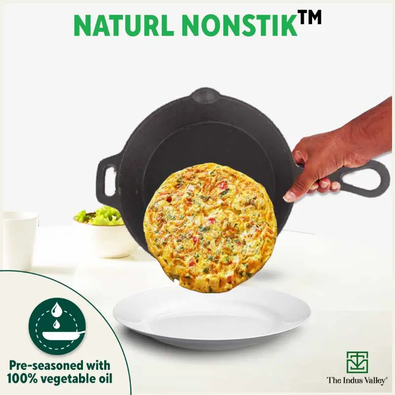 The Indus Valley CASTrong Cast Iron Cookware Set: Tawa+ Kadai+ Fry Pan, Kitchen Set for Home, Pre-seasoned, 100% Pure, Toxin-free, Tadka Pan - Distacart