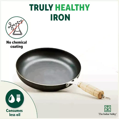 The Indus Valley 100% Pure Iron Cookware Set: Tawa+ Fry Pan+ Wok, Toxin-free Sheet Iron, Pre-seasoned, Induction & Gas, Kitchen Set for Home, Kadai - Distacart