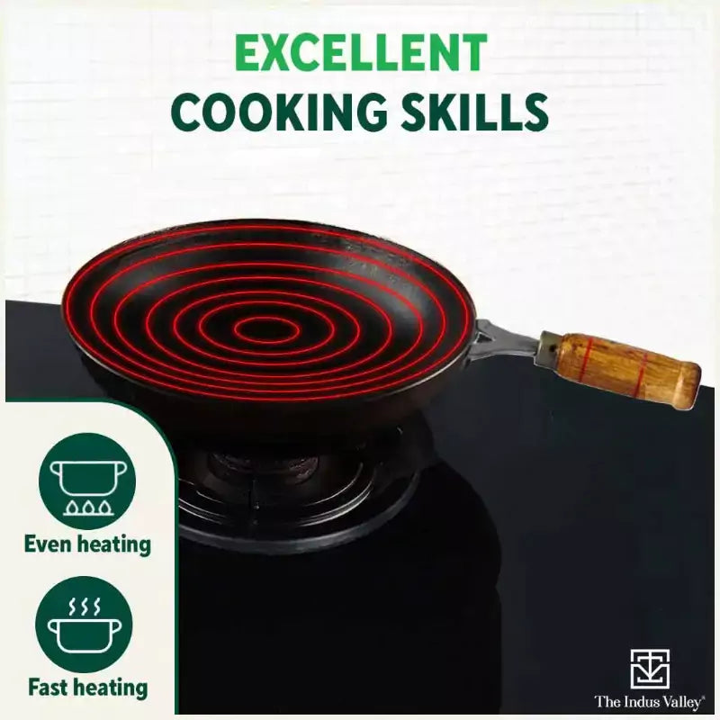 The Indus Valley 100% Pure Iron Cookware Set: Tawa+ Fry Pan+ Wok, Toxin-free Sheet Iron, Pre-seasoned, Induction & Gas, Kitchen Set for Home, Kadai - Distacart