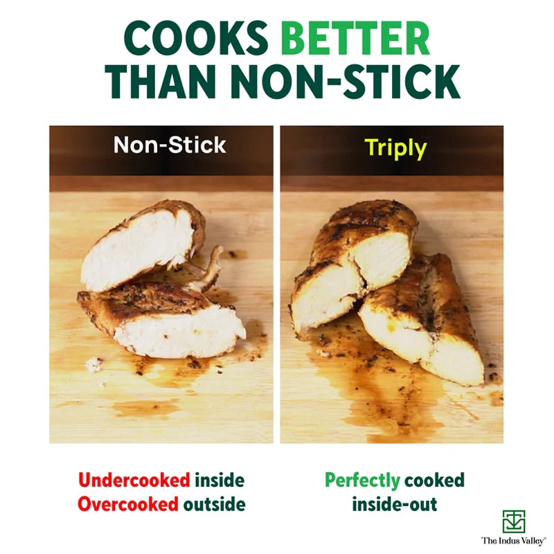 The Indus Valley TurboCuk Tri-ply Stainless Steel Biryani Cooking Pot/Casserole, Premium Quality, 3 Layer Thick Body, Cool Silicone Handles, 100% Toxin-free, Non-stick, Induction & Gas, Spatula, 2.9L