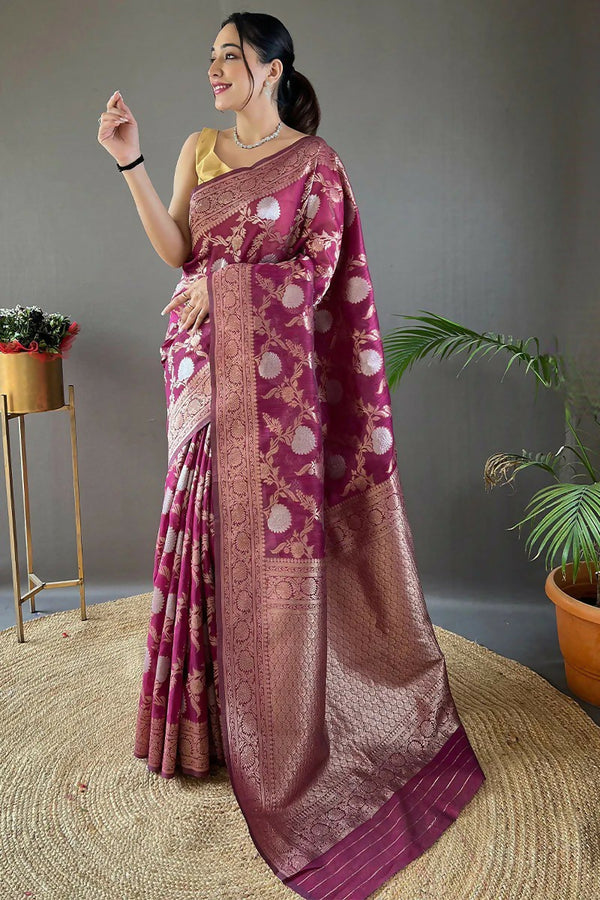 Preksha Creation Banarasi Soft Silk Women Purple Saree - Distacart