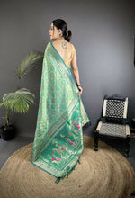 Thumbnail for Joban Fashion Aqua Green Geometric Pattern Soft Silk Patola Saree - Distacart