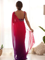 Thumbnail for Mitera Ombre Embroidered Pure Georgette Saree - Distacart
