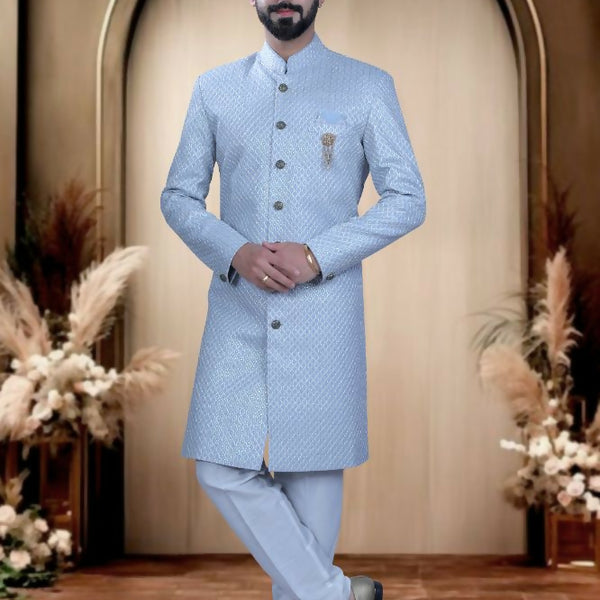 Joban Fashion Men's Blue Base Silk Kurta with Pyjama - Distacart