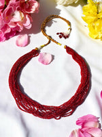 Thumbnail for Inhanns Crystal Beads Luxe Edition – Multi-Layered Necklace - Maroon - Distacart