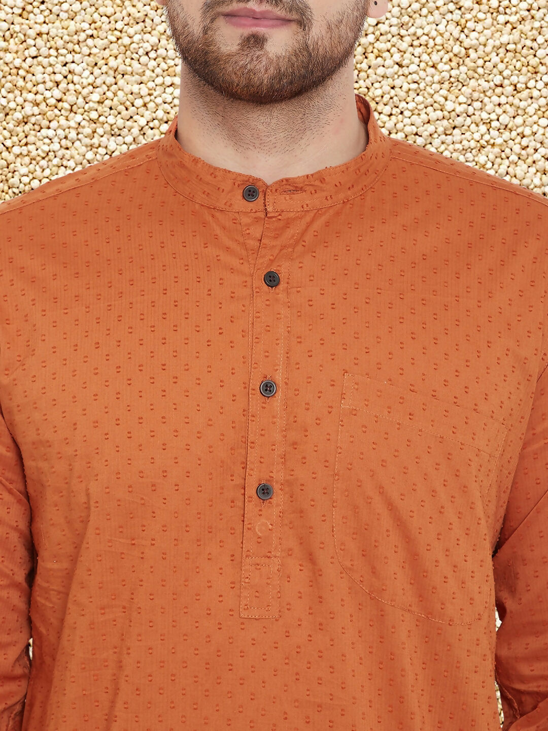 Even Apparels Men's Orange Emboided Cotton Kurta - Distacart