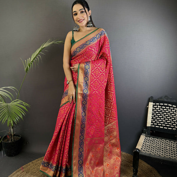Joban Fashion Hot Pink Patola Soft Silk Patola Saree - Distacart