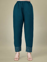 Thumbnail for Jyoti Fashion Women's Morpich Cotton Blend Embroidery & Sequence work Kurta with Trouser & Dupatta - Distacart