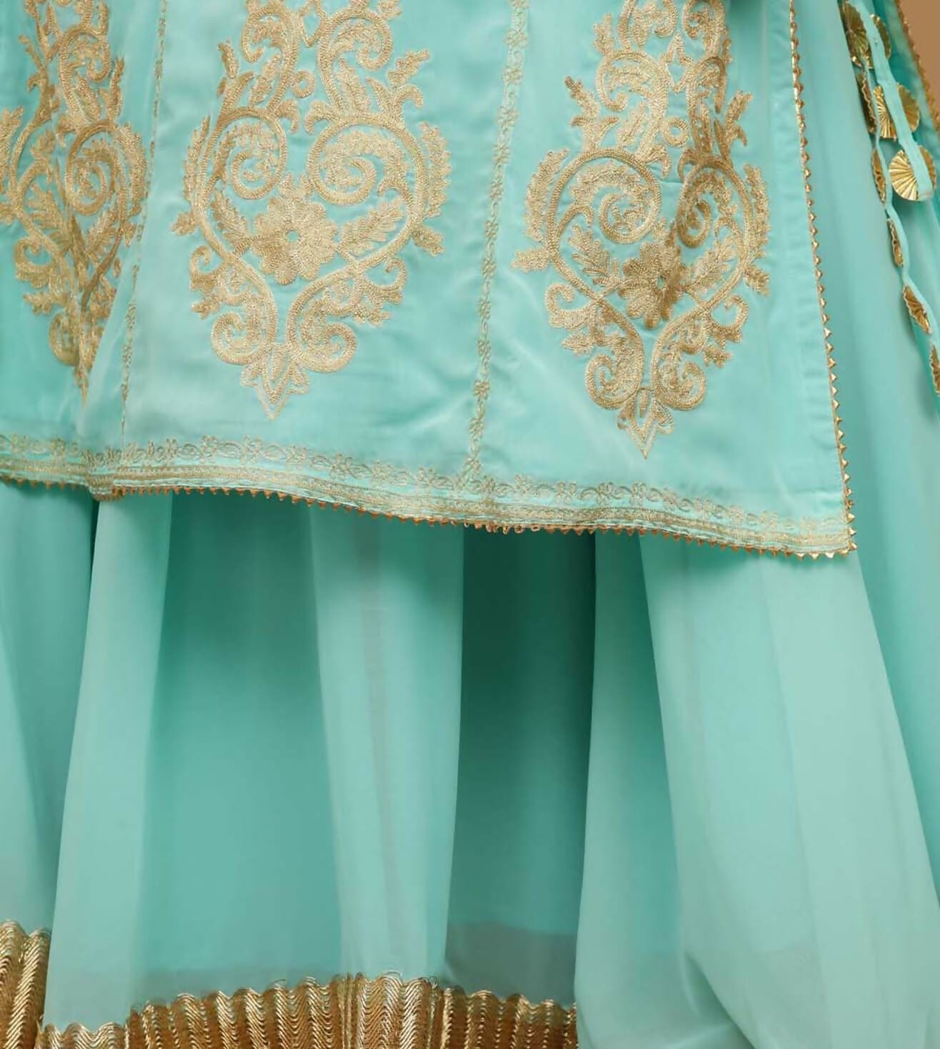 Joban Fashion Turquoise Georgette Lehenga Set