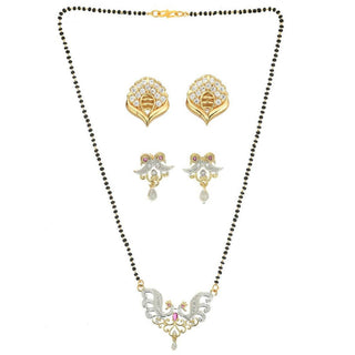 AanyaCentric Gold Plated Mangalsutra with Pendant, 2 Pair Earrings - Distacart