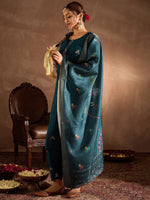 Thumbnail for Indo Era Floral Embroidered Thread Work Straight Kurta With Trousers & Dupatta