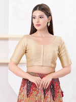 Thumbnail for Joban Fashion Skin Dupion Silk Elbow Sleeveless Front Open Blouse