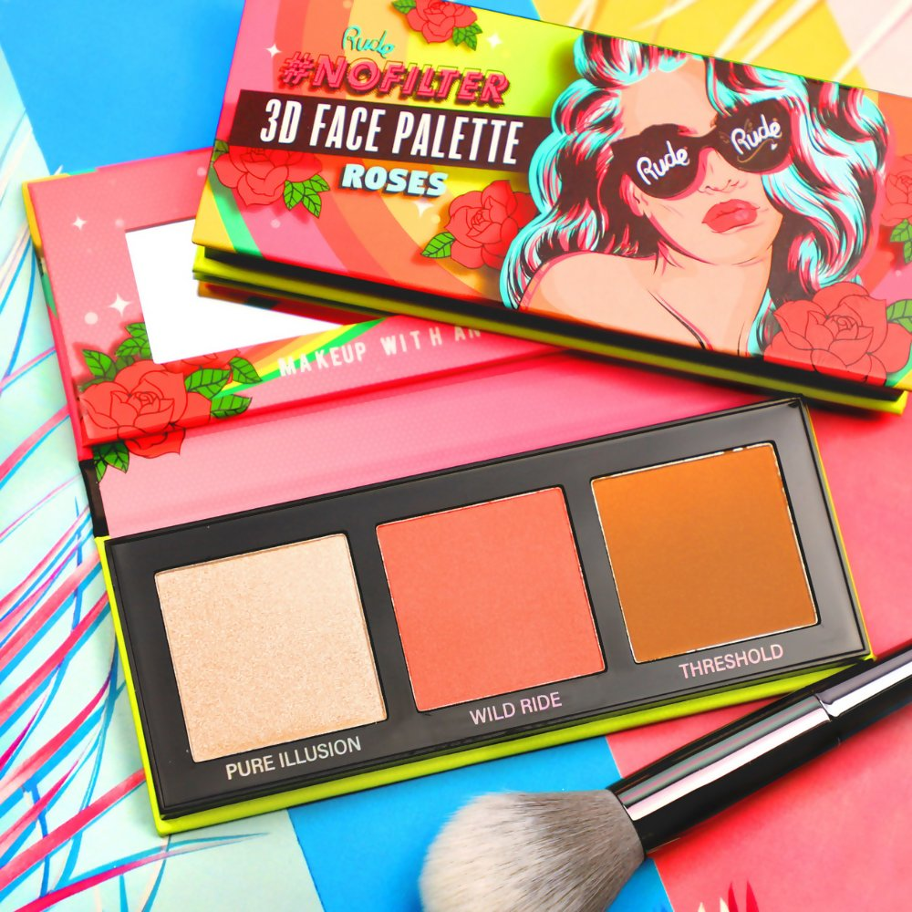 Rude Cosmetics Nofilter 3d Face Palette - Roses - Distacart