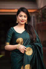 Thumbnail for Green Silk Woven Saree with Unstitched Blouse - Hiral Fashion - Distacart