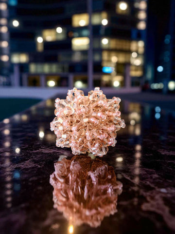 Inhanns Rang-E-Roshan Adjustable Ring – Handmade Crystal Statement Ring - Peach 2 - Distacart