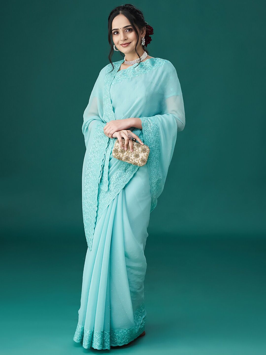 kasee Ethnic Motifs Embroidered Embellished Saree - Distacart