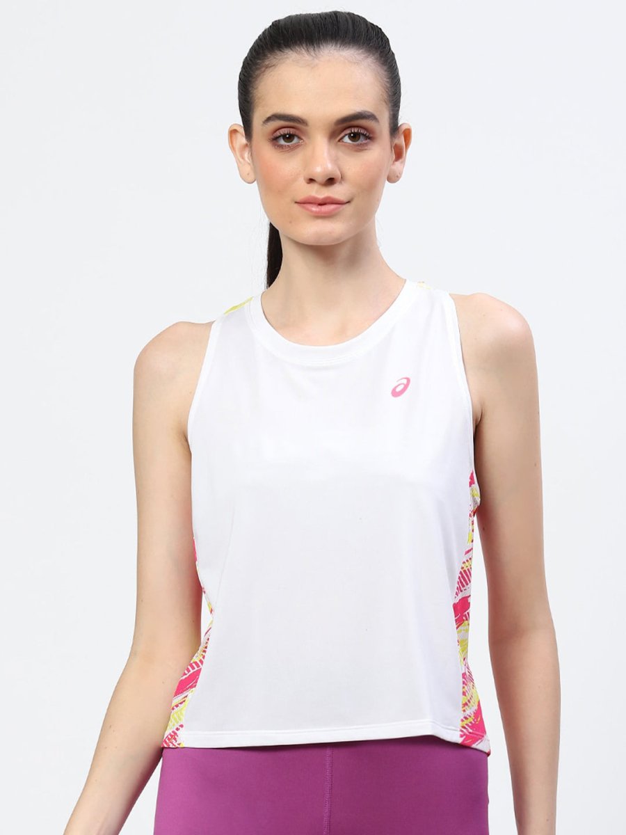 ASICS Women Color Injection Logo Printed T-Shirt - Distacart