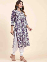 Thumbnail for HOUSE OF KARI Floral Printed Chikankari Work Kurta - Distacart