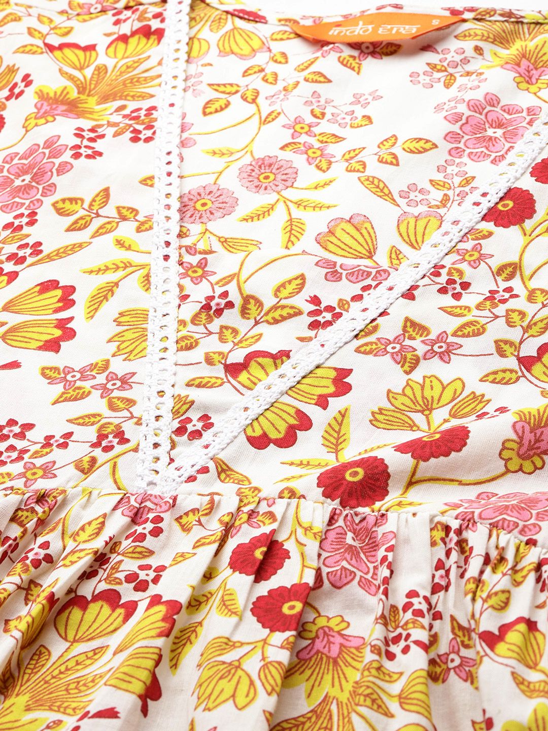 Indo Era Floral Printed Pure Cotton Kurta with Palazzos & Dupatta - Distacart