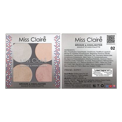 Miss Claire Bronze & Highlighter Makeup Studio Palette - 2 - Distacart