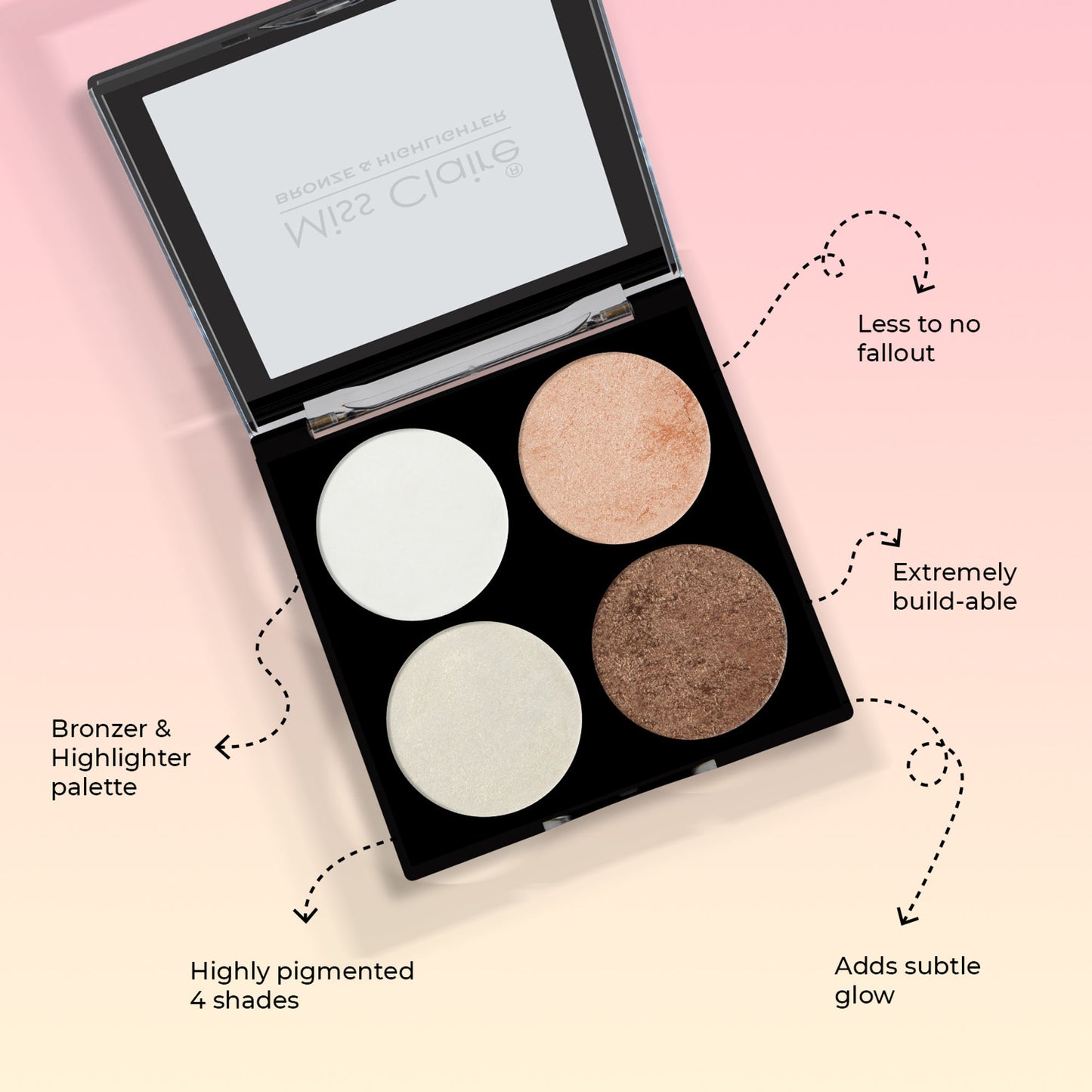 Miss Claire Bronze & Highlighter Makeup Studio Palette - 2 - Distacart