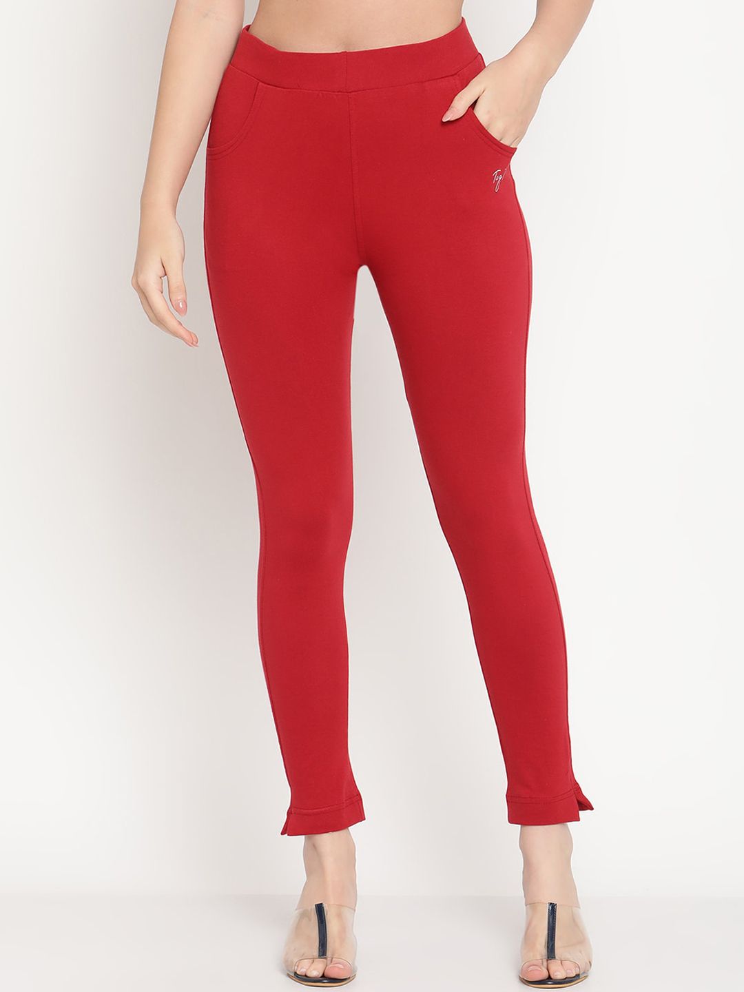 TAG 7 Women Pack of 2 Mustard Yellow & Magenta Solid Kurti Pants - Distacart