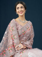 Thumbnail for kasee Floral Embroidered Net Saree - Distacart
