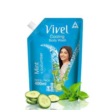 Vivel Cooling Body Wash Mint & Cucumber Moisturizing Shower Gel Supersaver Refill Pouch - Distacart