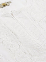 Thumbnail for ADA Women White Chikankari Embroidered Sustainable Handloom Kurta with Churidar - Distacart