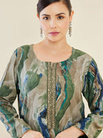 Thumbnail for Soch Green Abstract Printed Regular Straight Kurta & Palazzos With Dupatta - Distacart