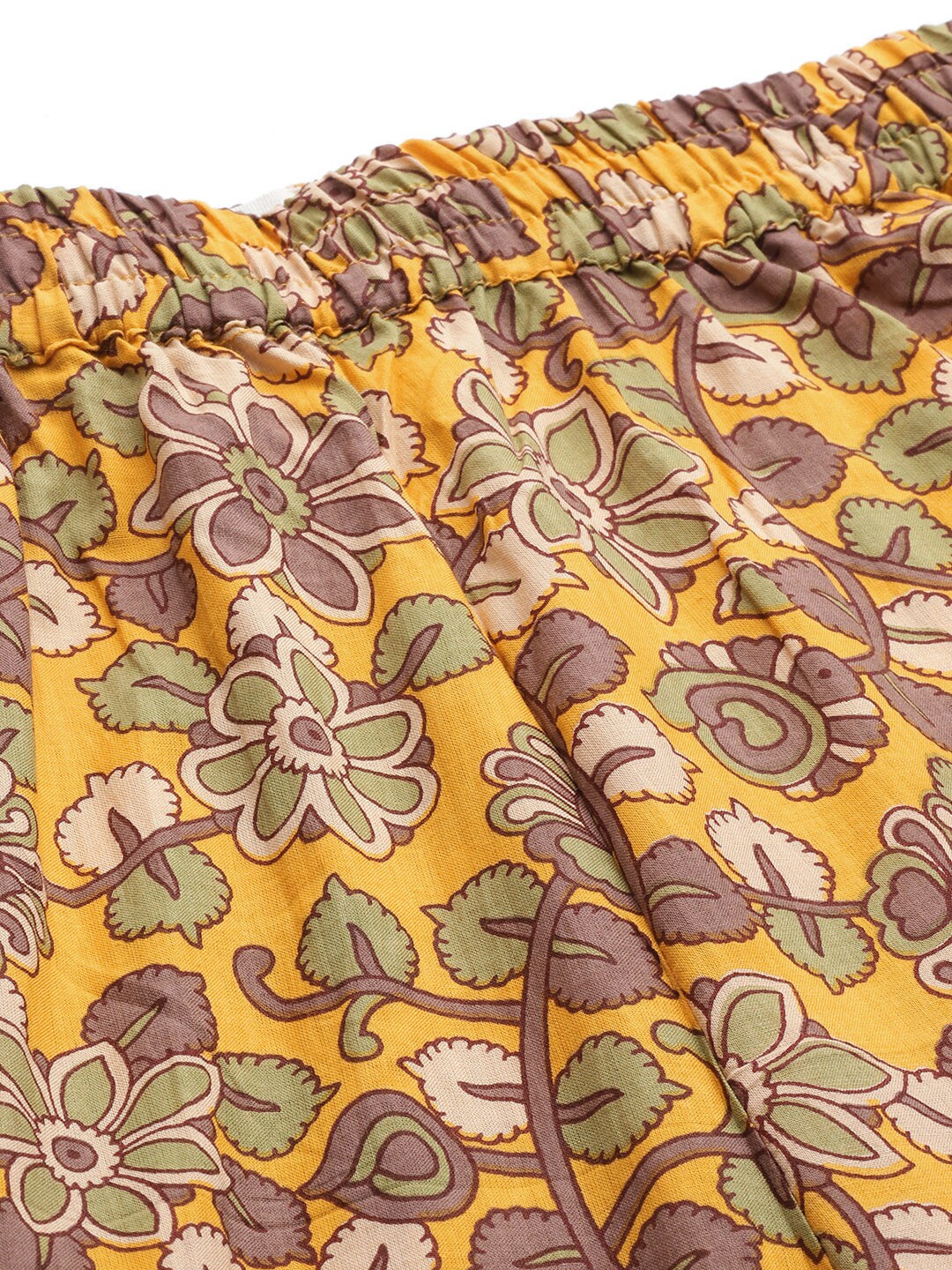 InWeave Mustard Kalamkari Print Co Ord Set With Belt