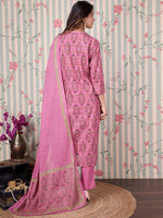 Thumbnail for Ode by House of Pataudi Floral Printed Regular Pure Cotton Kurta with Trousers & Dupatta - Distacart